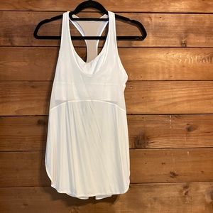 White lululemon tank top with built-in sports bra